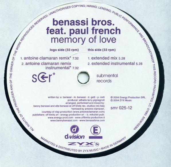 Benassi Bros., Paul French  - Memory Of Love